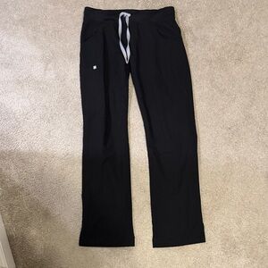 Figs Women's Black kade pant with Gray Drawstring